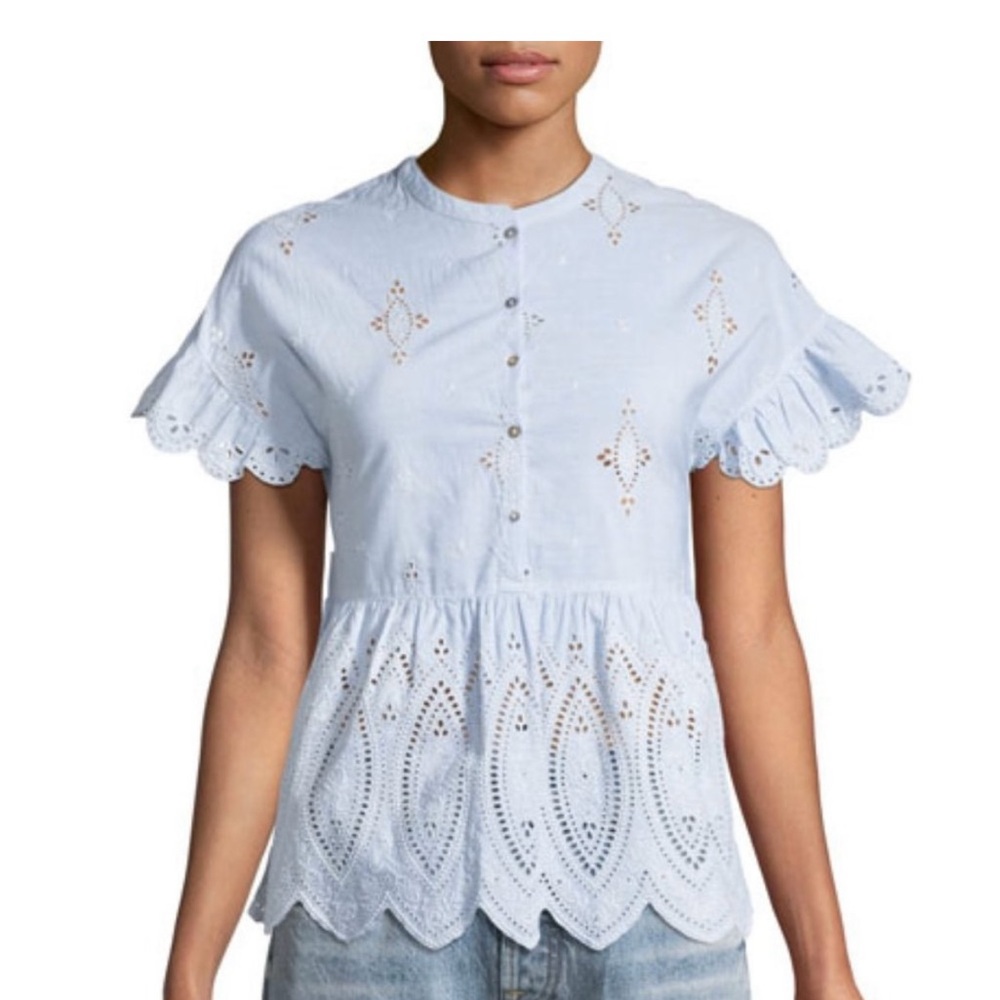 Joie Cerelia Eyelet Peplum Top size xs